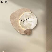 1pc 2D Flat Planet Surface Texture & Color Block Silent Wall Clock, Super Quiet Quartz Movement, No Ticking Sound, Suitable For Decorating Living Room, Bedroom, Office, Kitchen And Cafe, Perfect Decorative Gift For Friends And Family, Home Decor, Back To School Room Decor, Study Supplies - Multicolor - View 11