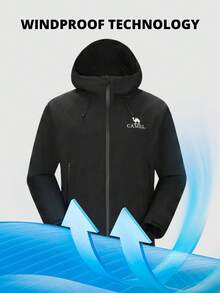 CAMEL CROWN Men's Letter Graphic Raglan Sleeve Drawstring Hoodie - Phantom Black - View 3