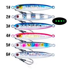 6pcs Metal Lure Baits, 10-100g Slow Sinking Casting Lures With 3D Luminous Eyes And Assist Hooks, Suitable For Sea Fishing - Multicolor - View 5