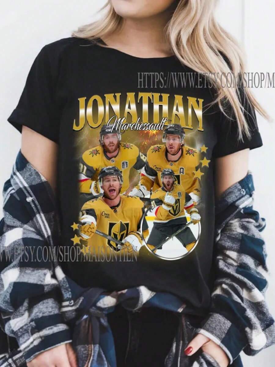 Jonathan Marchessault Shirt Ice Hockey Canadian Professional Hockey Championship Sport Vintage Sweatshirt Hoodie Graphic Tee Gift Fan - màu đen - Xem 1