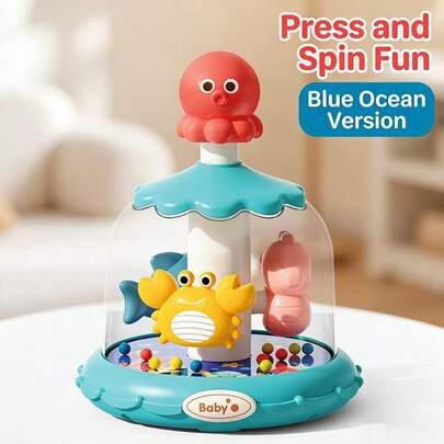 Children's Toy Insect Carousel Playground Bouncing Ball, Interactive Early Education Animal Press & Rotate Toy - Colorful Rotating Cognitive Game, Cultivate 3M+ Toddler Fine Motor Skills, Birthday Christmas Gift