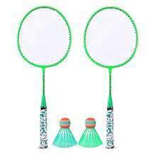 Bewinner1 Juego de Raquetas de bádminton portátil Juego de Deportes de Interior Exterior con 2 Bolas de Entrenamiento liviano para Principiantes Niños Niños Niñas - Verde - Ver 1