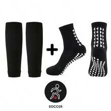 1 Set Of Adhesive Non Slip Socks And Leg Guard Fixed Socks
