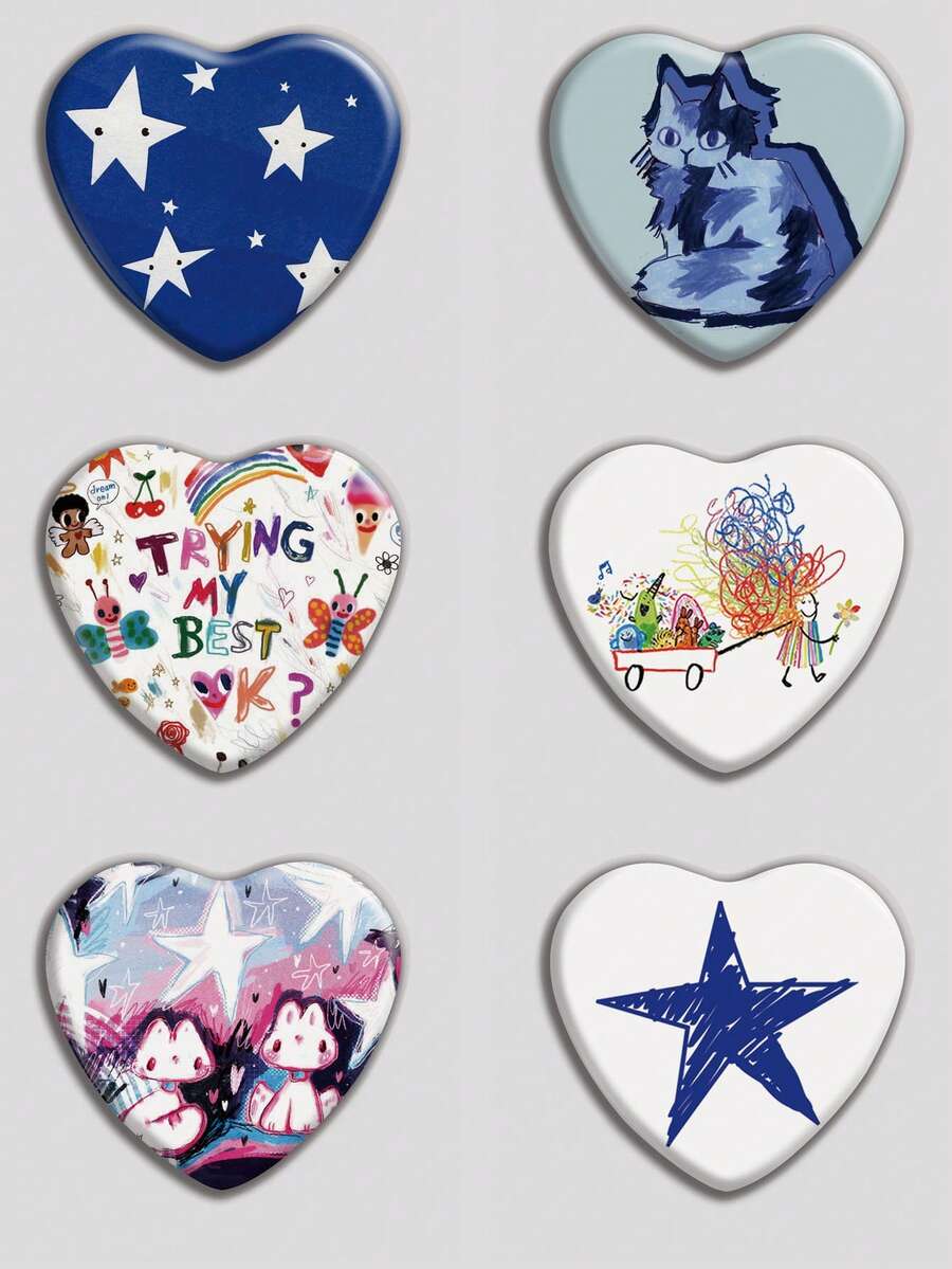 心形徽章，经典时尚徽章/胸针，2D平面设计，高品质金属配件，适合装饰衣服、帽子、背包，是送给朋友、同学、同事和爱人的理想新奇礼物。 - 彩色 - 查看 1