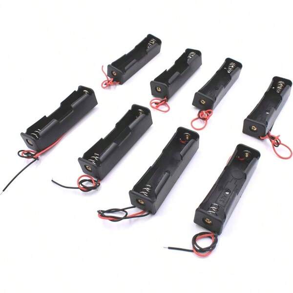 Pack Of 8 Wire Lead Storage Box Case Holder 18650 Button Top Single