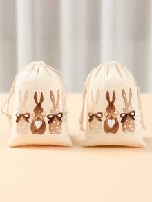 6Pcs Easter Bunny Drawstring Gift Bags,Gift Wrapping Bag With Rabbit Design,Easter Egg Hunt Party Favor Bag,Happy Easter Day Decor,Easter Bunny Decorations,Easter Gift,Perfect For Candy & Egg Hunt Prizes,Spring Decor,Organization And Storage