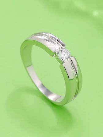 1 pieza Anillo de mujer de banda ancha, circonita cúbica sintética con micro-pavé - Joyería minimalista y elegante, adecuada para el estilo diario y ocasiones especiales
