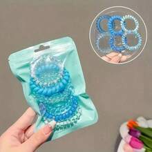 New Gradual Change Of Color Telephone Line Hair Rope Girls Headrope High Elastic Ball Head Hair Band Rubber Band Headdress - Nhiều màu - Xem 6