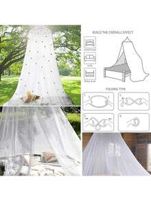 Dosel de cama con mosquitero, elegante dosel de cama tamaño king/extra king, elegante carpa de cama con mosquitero en forma de cúpula, adecuada para cunas, camas para niños y camas para adultos. - Blanco - Ver 5