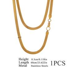 1条不锈钢式扁平链条项链，链节宽度可选2/3/4/5毫米，蛇骨链设计，男女通用 - 刀片鏈 - 查看 8