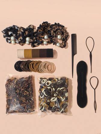 1108pcs/Set Basic Fashion Hair Accessories Set: Includes Hair Ties For Creating Elegant And Casual Hairstyles, Multi-Color Hair Bands, And Practical Styling Tools Like Combs - Suitable For Girls And Women, Meeting Daily Needs. Easily Create Simple Ponytails, Gorgeous Buns, Or Creative Hairstyles, Practical And Very Useful! School Supplies, Gifts, Hair Clips, Headbands, Claw Clips
