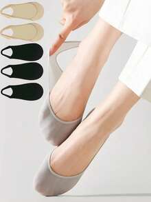 5 Pairs Summer Thin Seamless Silky Invisible Non-Slip Loafer Socks, Soft Breathable - Multicolor - View 3
