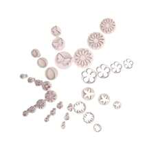33Pcs Fondant Cake Cookie Plunger Cutter Fondant Cake Cutter Mold Sugar Craft Flower Leaf Butterfly Heart Shape Decorating Mold DIY Tools - White - View 8