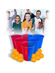 EstiloGRUPO CARNAVALLIA Drinking Game Juego Divertido para Fiestas Beer Pong 12 Vasos de 500 ml y 12 Pelotas Juego para Beber Shot SportVersión mejorada - 1 - Ver 1