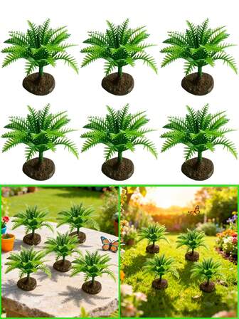 20pcs Mini Simulation Trees Model, Miniature Green Plastic Trees For Micro Landscape Decor And Table Landscape Decoration, PVC Artificial Greenery Decorations, For Aquarium, Fairy Garden And Glass Container, Garden Miniature Model, Rainforest Tree, Crafts Figurine, Home Desk Garden Accessories, Fake Plants
