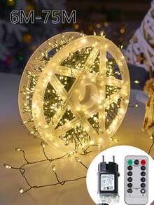 6m-50m LED Firecracker String Lights, Fairy Lights, Green Copper Wire Christmas Lights, Suitable For Garden Party, Wedding, Outdoor New Year, Christmas Tree Decoration