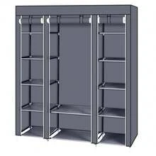 69" Portable Clothes Closet Wardrobe Storage Organizer, Gray Non-Woven Fabric, Extra Strong Durable Build, Quick Easy Assembly, Large Capacity, Ideal For Bedroom Dorm Apartment, Space-Saving Design - mặc định - Xem 6