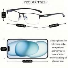 1-Pack Progressive Multifocal Unisex Full-Rim Reading Glasses Lightweight Durable Metal Frame Photochromic Lenses Far And Near Vision Support Ideal For Driving And Office Use - 黑色 - 查看 4