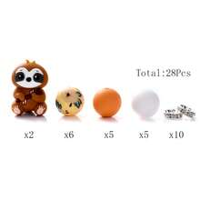 28pcs/Set Silicone Animal Beads Set, Cute Sloth Shaped Beads With 15mm Printed Round Beads And 8mm Crystal Beads, DIY Jewelry Making Kit, Bracelet, Necklace, Party Favor - Multicolor - View 11