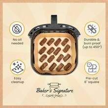 Air Fryer Liners For  Foodi Dual 125Pcs Disposable Parchment Paper For  DZ201 DZ401 Instant Pot Vortex Plus PowerXL Vortex Non-Stick And Oil Proof For Easy Cleanup By Baker's Signature - 8.6吋 x 5.5吋 矩形 + 250 - 查看 4