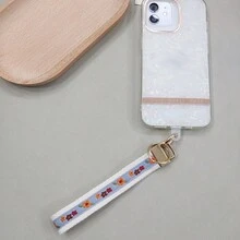 1个波西米亚风手工厚布刺绣钥匙扣，适用于 16/17 Pro Max手机挂绳、腕带、包包挂饰、钥匙链配件、印花织带钥匙圈、女士汽车钥匙链、女士包包吊坠钥匙扣、通用钥匙扣、女士时尚钥匙扣 - 手腕掛帶 - 查看 7