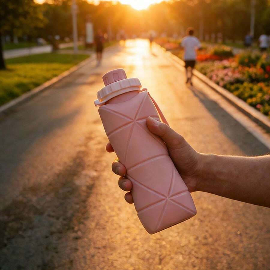 Hot Selling Silicone Foldable Adult Portable Reusable Plastic Cup Outdoor Travel Fitness Water Cup - 粉色 - 查看 1