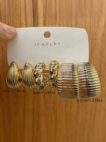 6-18pcs Gold-Tone Fashion Earrings Set, Stylish & Elegant, Suitable For Daily, Party, And Event Wear