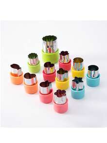 12pcs Stainless Steel Mini DIY Fruit Cookie Cutter Set, Vegetable Shaped Biscuit Mold, Cake Food Cutting Mold, Kitchen Tool, Mini Cookie Stamp, Suitable For Cookies, Mini Pies, Fondant, Vegetables, Fruits - Multicolor - View 11