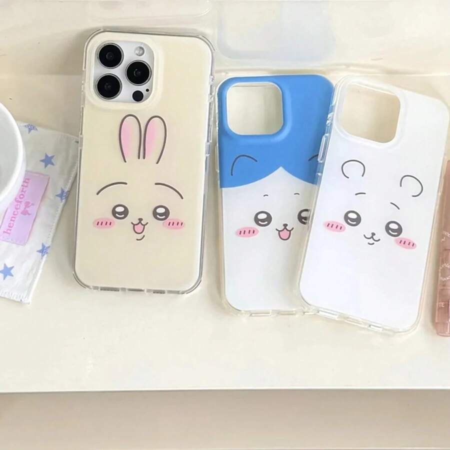 New Cartoon C-Chikawas Phone Case For  17 16e 16 15 14 13 12 11 Pro Max X Xs XR XSMax 8 7 6 6s Air Plus Feather Texture.Christmas Accessories. Cover 17 Pro Max Family Pink Phone Case Phone Case Fall - YSK-320HKX128A1 - 查看 1
