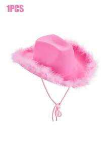 1/3/6 粉色单顶牛仔帽，带羽毛装饰，圣诞帽，舞蹈帽，音乐节 Y2K 风格，返校嘉年华西部牛仔设计，适合女性，可用于生日、婚礼、单身派对、新娘派对、订婚礼物等场合。 - 派對帽 - 查看 14
