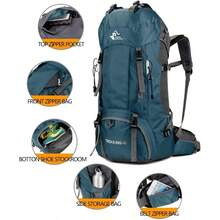 Bseash 60L Waterproof Hiking Camping Backpack With Rain Cover Large Outdoor Sport Travel Daypack Rucksack For Climbing - 藍綠色 - 查看 3
