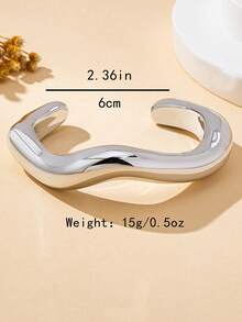 Women's Bracelet Set, Fashionable Asymmetrical Geometric Open Bangle Bracelet Set, Suitable For Daily Wear - Rose Red, Green, Silver - View 2