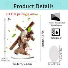1/2pcs Acrylic Jesus Carrying Cross Figurine, 2D Flat Design, Not 3D Statue, Religious Christian Desktop Decor, Suitable For Easter Home Church Decoration, Prayer Room, Office Desk, Can Be Used As Gift - Multicolor - View 11