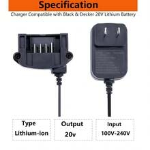 LCS1620B 可替代 Black and Decker 20V 锂电池充电器，兼容 Black and Decker 12V 和 20V MAX 电池 LBXR20 - 黑色 - 查看 11