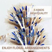 70 Piezas de Flores Artificiales secas Azules Ramo Elegante y auténtico for el hogar jarrón Sala de Estar Golden - Dorado - Ver 4