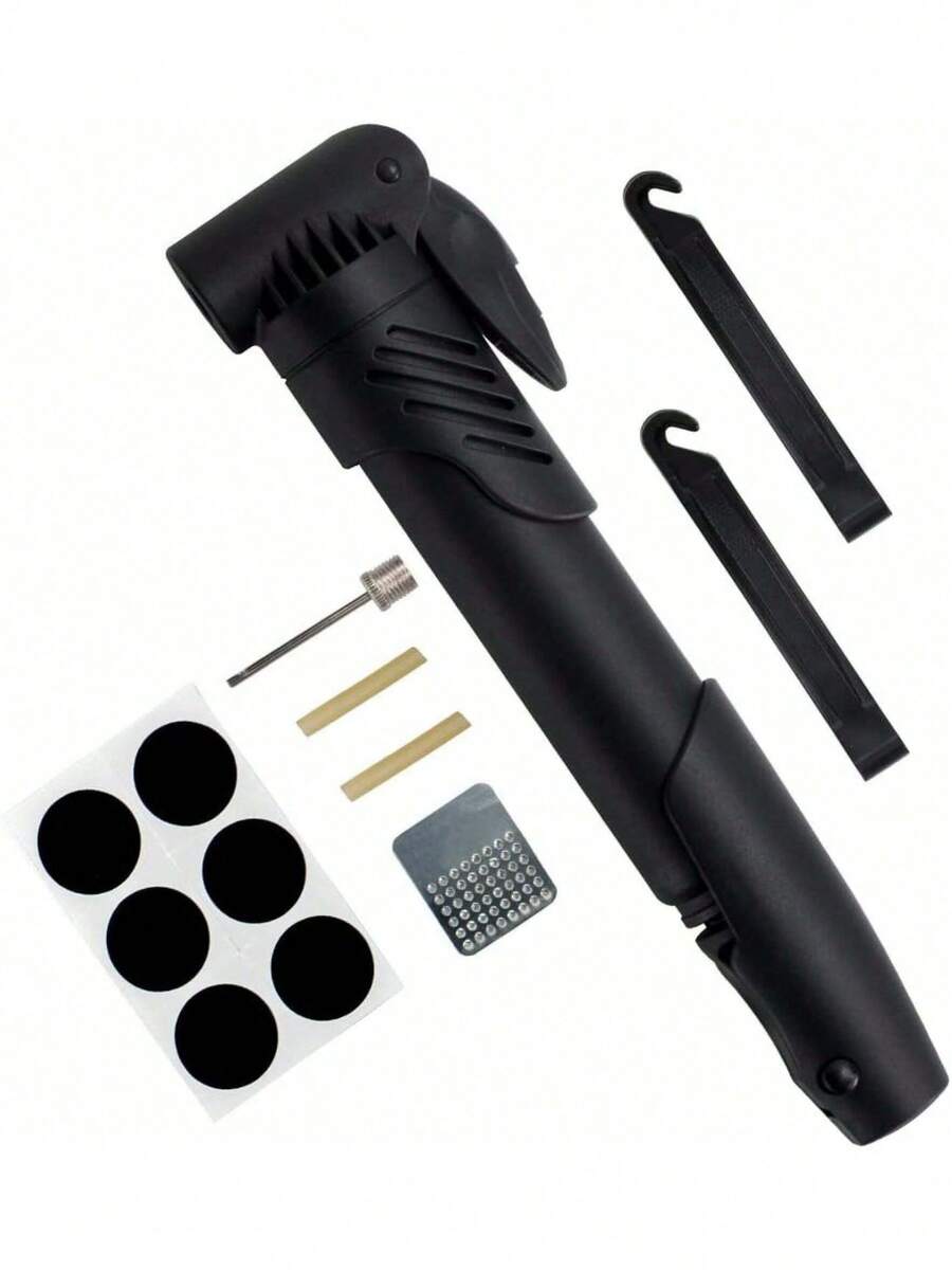 EstiloWOTOW Mini Bomba De Bicicleta Ciclismo, Bomba De Aire PortáTil, Kit De ReparacióN De NeumáTico VáLvula Presta Schrader Para Bicicleta MontañA Carretera BMX Balones DeportivosVersióN Mejorada - Negro 120 PSI - Ver 1