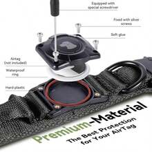 Waterproof Dog Collar With AirTag Holder, Adjustable Tactical Pet Collar With Comfortable Handle And Metal Buckle, Suitable For Medium To Large Dogs