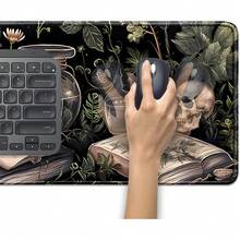 Dark Academia Witchcraft Mouse Pad,Extended Skull Magic Book Mousepad Desk Pad With Stitched Edges,Non-Slip Waterproof Rubber Base Mouse Mat For Office Computer Keyboard Laptop Home 14x24 Inch Multiple Designs Available - 暗黑田園風草藥師學院 - 查看 2