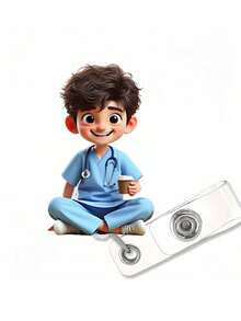 1pc 2D Acrylic Male Nurse ID Badge Holder - Expandable ID Card Holder, Durable For Medical Students And Nursing Interns - Sturdy PMMA Material, ID Display | Professional Appearance | Lightweight Design - Multicolor - View 5