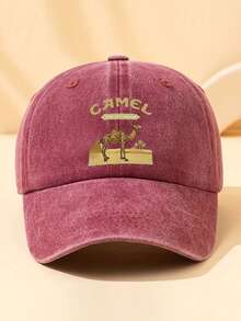 1pc Unisex Casual Baseball Cap, Vintage Washed Solid Color & Printed, Suitable For Daily Wear And Sports Matching