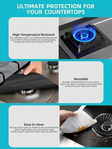 4片/8片装黑色燃气灶防油垫，可水洗清洁垫 - - - 查看 3