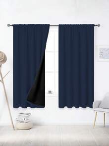 1 pieza Cortina opaca, aislamiento térmico y protección UV, adecuada para sala de estar, dormitorio, oscurece la habitación en apagones, otoño/invierno - azul real - Ver 9