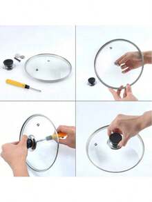 1个通用锅盖把手替换件，带耐热盖和玻璃盖，厨房炊具配件，斋月厨房用品，厨房小工具 - 彩色 - 查看 3