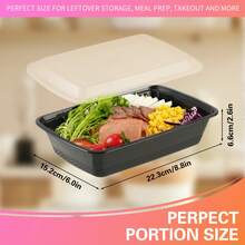 GXDOX 100pcs 38oz Black Rectangular Bento Box, Food Storage Containers With Lids, Disposable Plastic To Go Containers, Bento Box, Stackable, Leak-Proof, MicrowaveSafe, DishwasherSafe, Kitchen Organizers And Storage - 黑色 - 查看 2