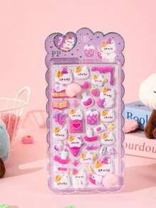 内含1张随机可爱小猫贴纸，3D立体泡泡贴纸，适合儿童和女孩。 - 彩色 - 查看 10