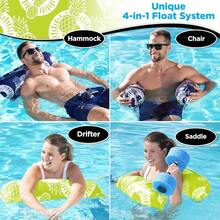 Waterlife 4-in-1 Pool Hammock 2-3-4 Packs Inflatable Pool Chair Float Water Hammock Saddle Lounge Chair Hammock Drifter Multiple Colors - Azul marino y verde - Ver 2