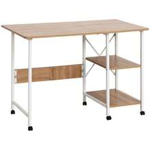 Folding Table, Mobile Desk On Casters, Side Table, MDF, Natural, 107 X 55 X 76 Cm - Apricot - View 9