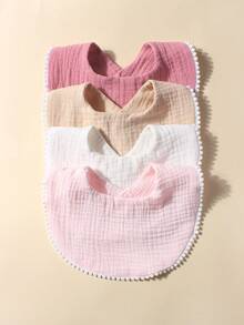 4件/套 糖果色棉纱布可爱婴儿围兜，适合日常使用 - 彩色 - 查看 6