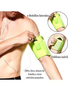Brazalete Deportivo Universal para Todos Los Teléfonos. Brazalete para Teléfono Celular para Correr ,Ejercicios en el Gimnasio, Actividades al Aire Libre Material Reflectante - verde - Ver 2