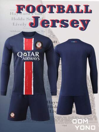 ODMYONO 2024-2025 Men's Football/Soccer Uniform - Long Sleeve Jersey And Shorts Set, Home Design Style